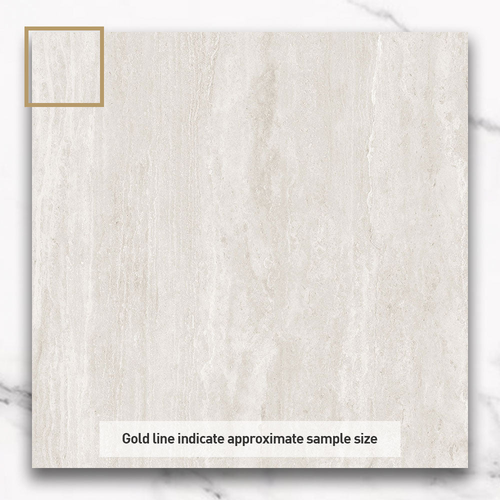 Premium 600x600mm Matt White Travertine Look Porcelain Tile - Durable Flooring for Living Room, Bathroom & Kitchen Renovation