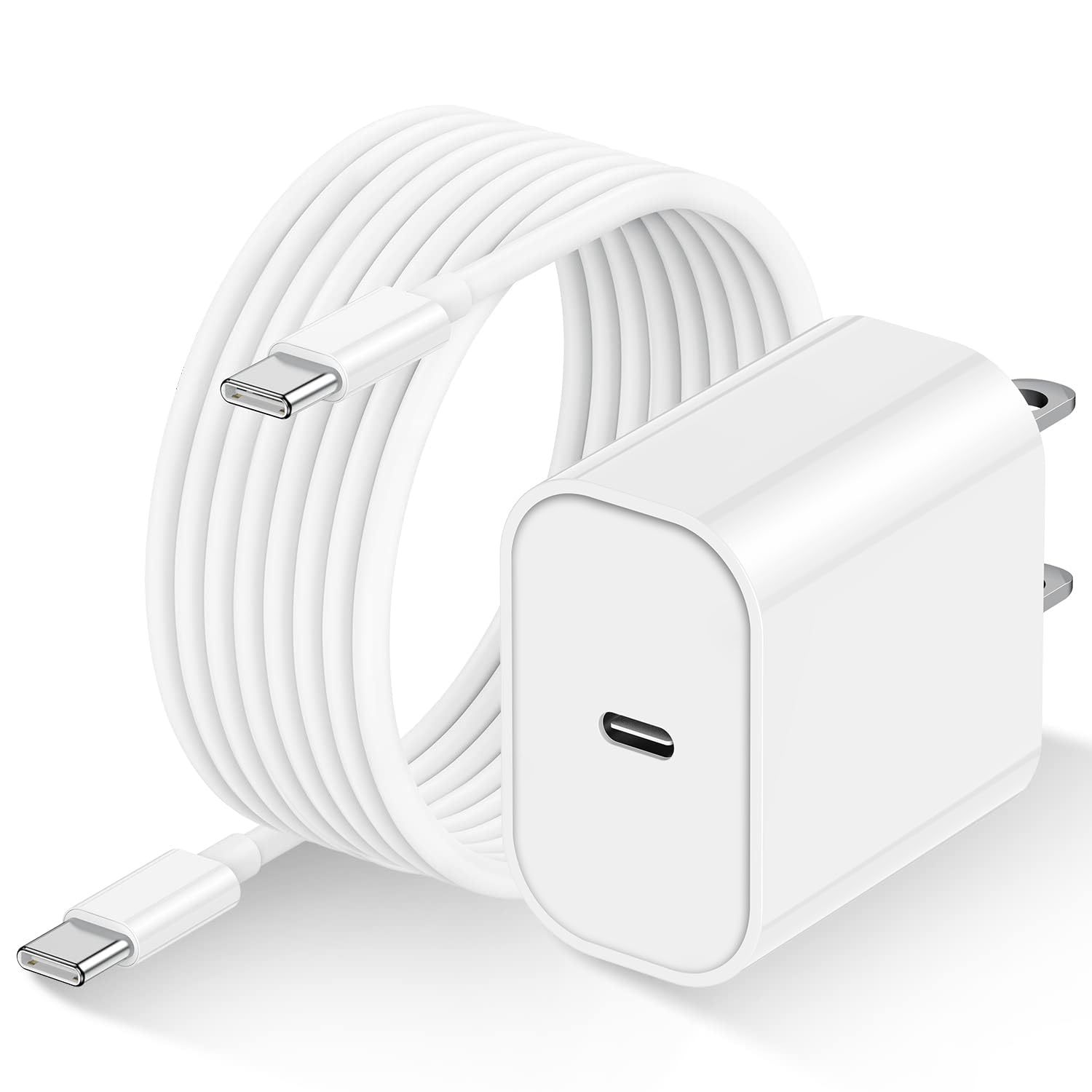 20W USB C Fast Charger Block with 10 Ft Type C to C Cable (60W PD) - Compatible with iPhone 16/15 Pro Max, iPhone 15/Mini/Plus, MacBook, iPad, Samsung Galaxy - Perfect for Home, Office & Travel Charging