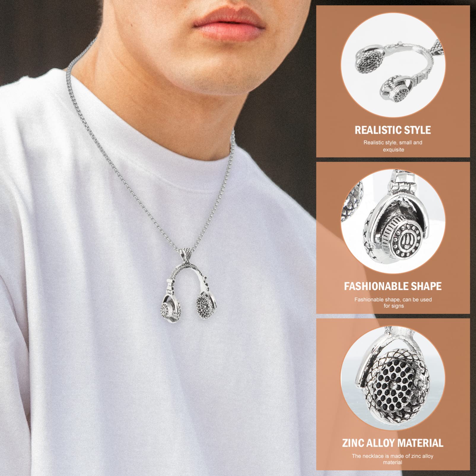 PACKOVE 6 Pcs Headset-Shaped Pendant Necklace Set - Couples Matching Clavicle Chains, Simple & Fashionable Jewelry Gift for Him & Her - Perfect for Valentine's Day, Anniversary & Romantic Dates
