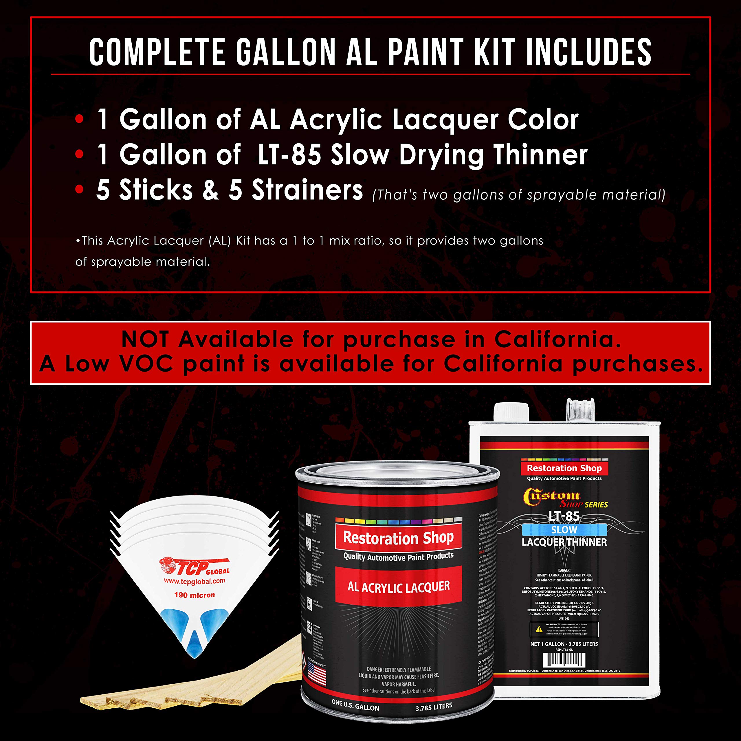 Restoration Shop - Fiji Blue Metallic Acrylic Lacquer Auto Paint Kit - 1 Gallon with Slow Dry Thinner - High Gloss Professional Finish for Cars, Trucks, Motorcycles, Guitars & Furniture - Perfect for DIY Auto Restoration & Custom Painting Projects
