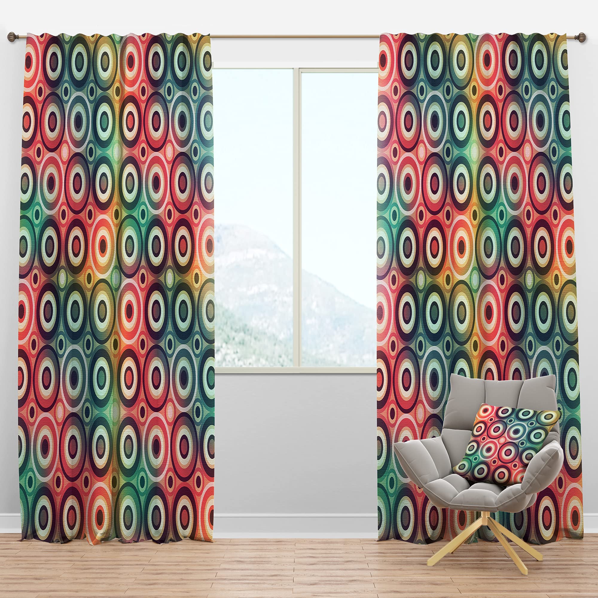DesignQ Blackout Curtains - Psychedelic Color Circle Pattern Thermal Insulated Drapes for Bedroom & Living Room (52x108, Single Panel) - Perfect for Light Blocking, Privacy & Energy Efficiency