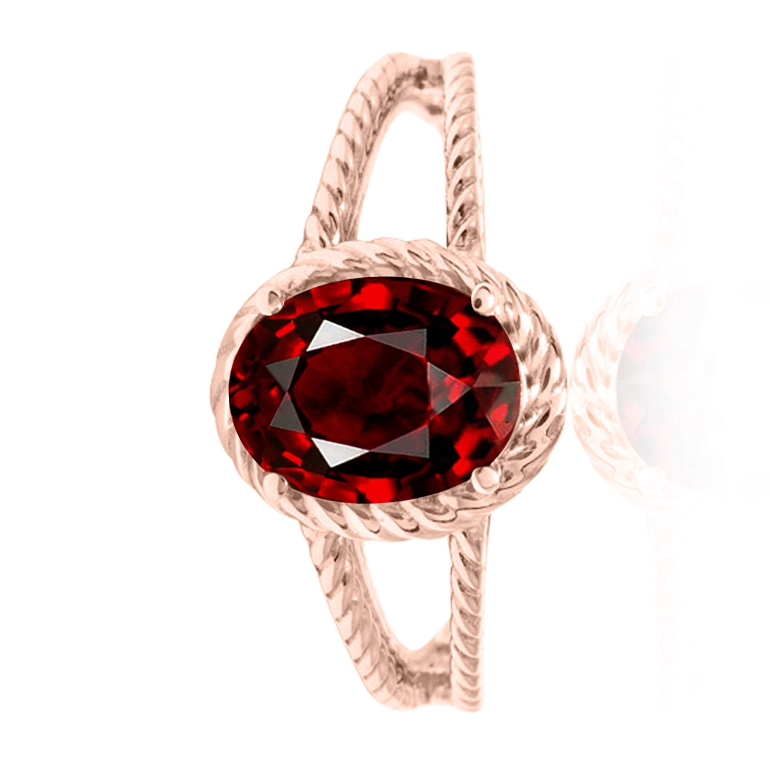 1.25 Carat Garnet Oval Shape Ring in 10K Solid Rose, White & Yellow Gold - Elegant Valentine's Day Gift for Her, Anniversary Present, Romantic Jewelry for Special Occasions