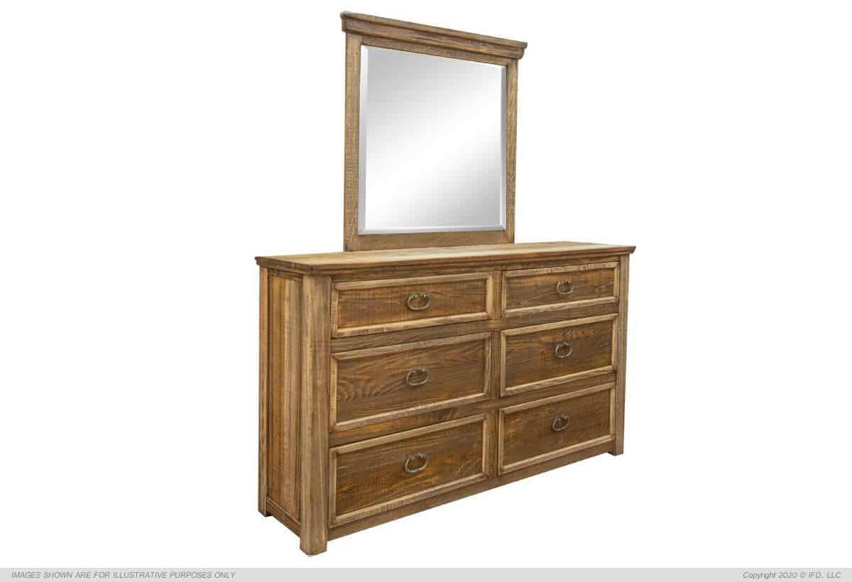 Montana Marquez Dresser with Mirror IFD1141DSR/MIR - Modern Bedroom Dresser with 6 Drawers & Full-Length Mirror - Perfect for Bedroom Storage & Organization