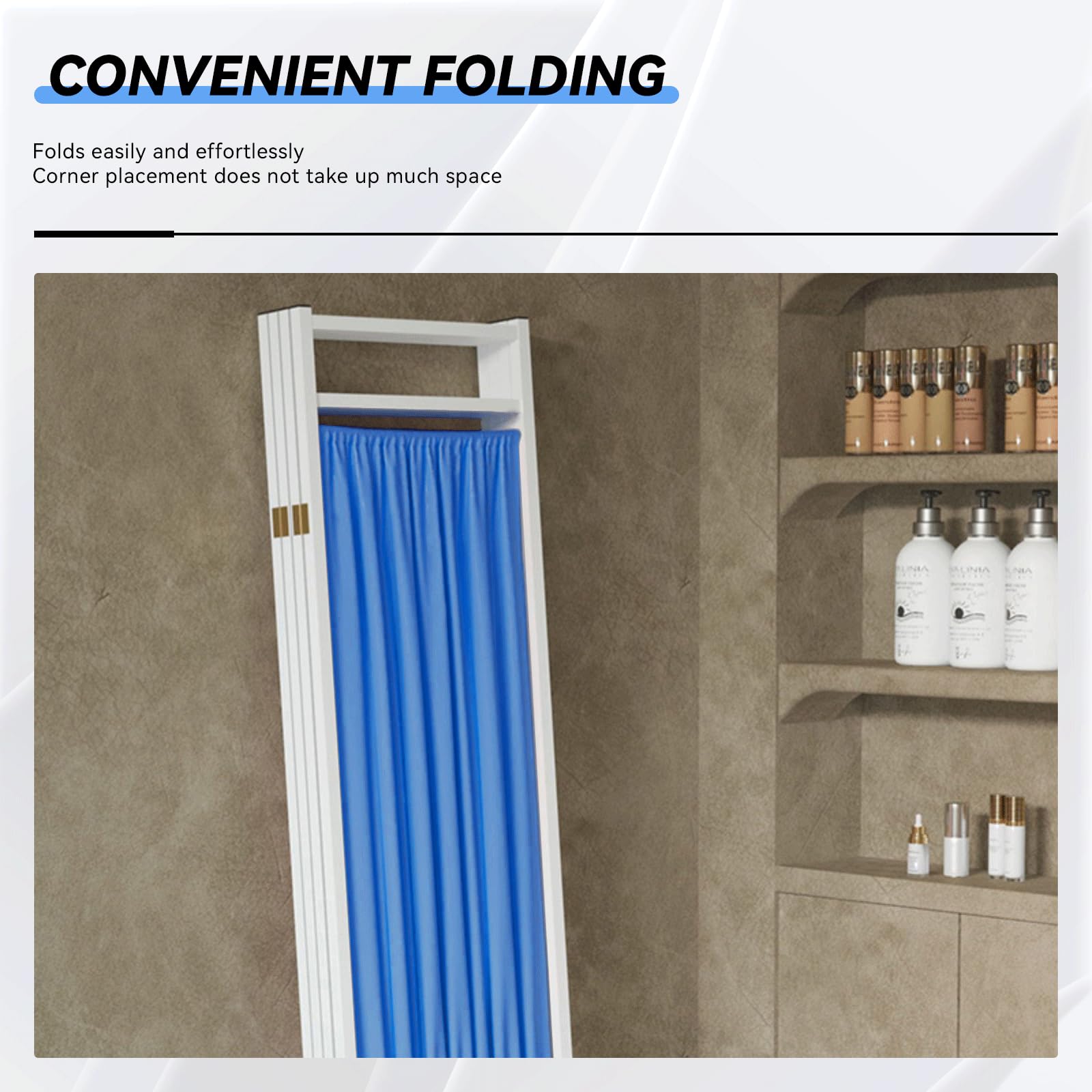 Rolling Medical Privacy Screen with Wheels - Flexible & Durable Room Divider for Hospitals & Clinics (4-Panel, Blue) - Perfect for Patient Privacy, Exam Rooms & Healthcare Facilities
