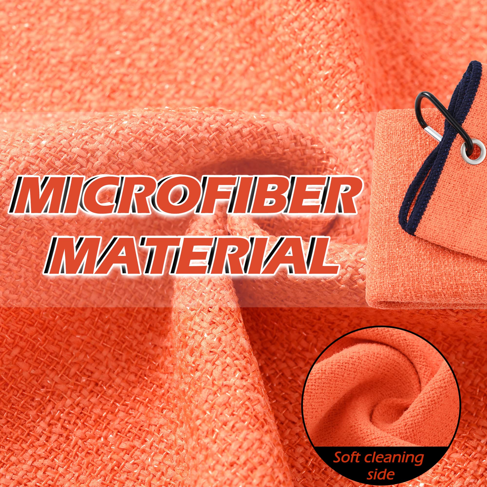 Tri-fold Golf Towel with Scrub Side for Club & Ball Cleaning | Multifunctional Sports Towel for Golfers