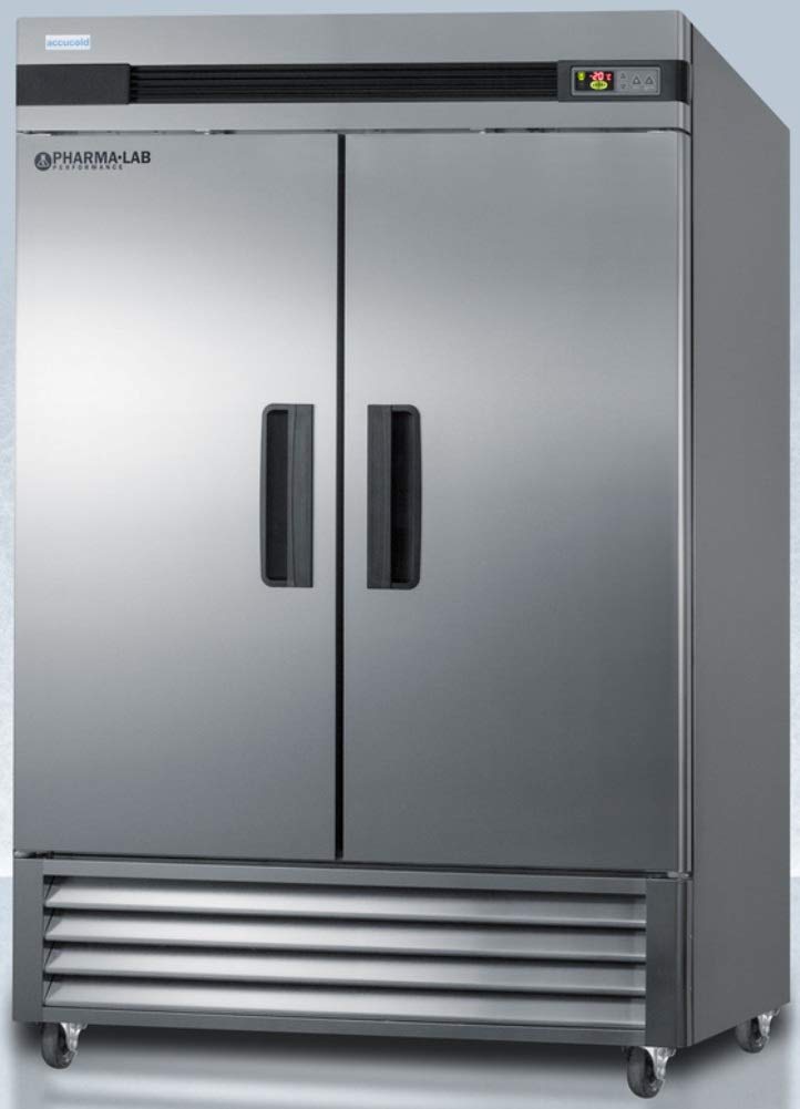 AccuCold AFS49ML 46 Cu.Ft. Frost-Free Upright Pharmacy Freezer - Stainless Steel French Door with Digital Temperature Control | Perfect for Laboratories, Medical Storage & Commercial Pharma Use