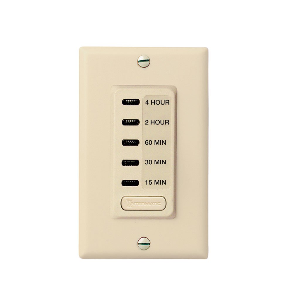 Intermatic EI215 2/4 Hour SPST 1800-Watt In-Wall Countdown Timer with 15/30/60 Minute Settings - Ivory - Perfect for Bathroom Fans, Lights & Appliances - Energy Saving Home Automation Solution