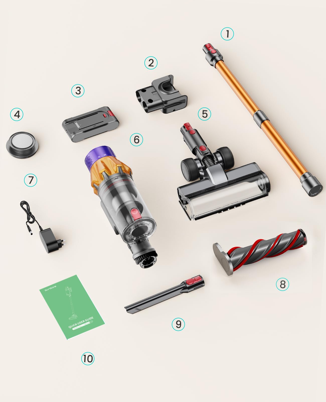 Powerful 550W 45Kpa Cordless Vacuum Cleaner with Touch Screen - 60 Min Runtime, Wall Mount Charging & Self-Standing Design - 1.5L Dust Cup for Pet Hair, Carpets & Hardwood Floors - Perfect for Home Cleaning & Quick Pickups