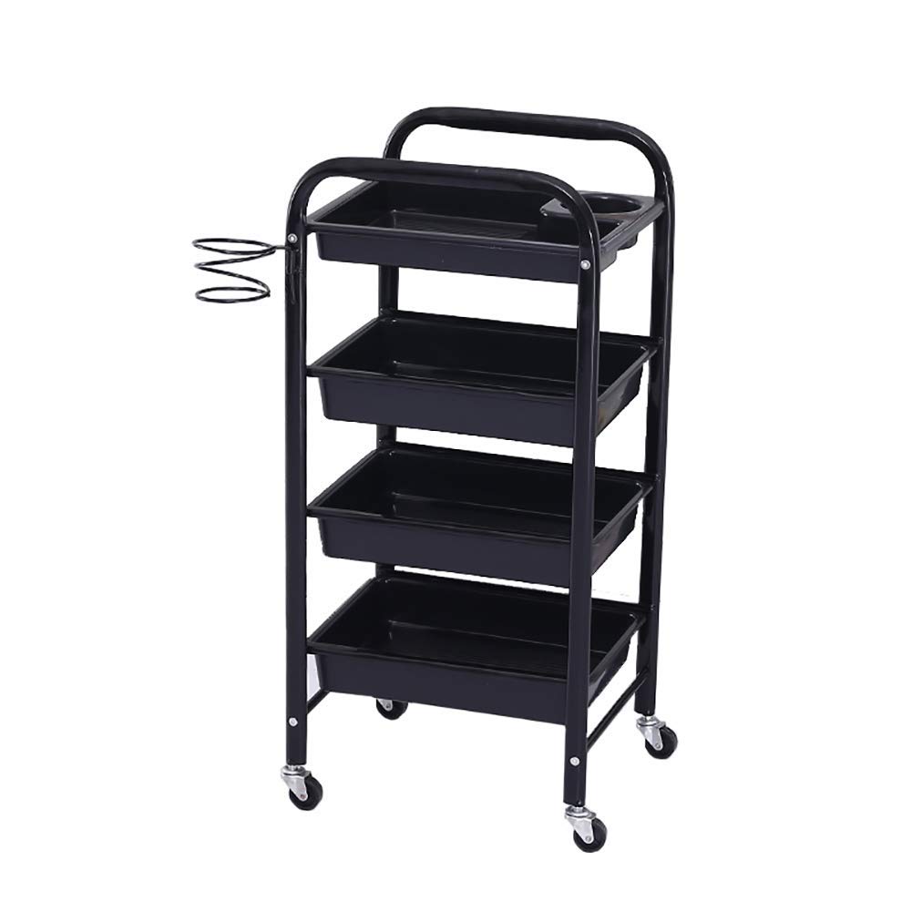 Premium MERTNK Storage Hand Truck - 4 PVC Drawer Rolling Trolley with Hair Dryer Holder & Iron Wheels - Ideal for Kitchen, Beauty Salon, and Home Organization