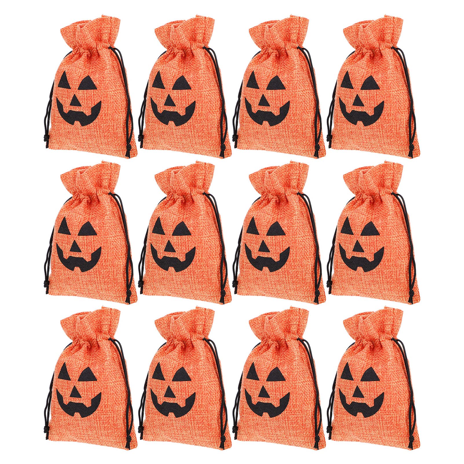 OSALADI Halloween Kids Candy Bags 25Pcs - Cute Cartoon Trick or Treat Goodie Bags, Linen Party Favor Bags for Halloween Party Favors, Classroom Treats & Birthday Gift Bags