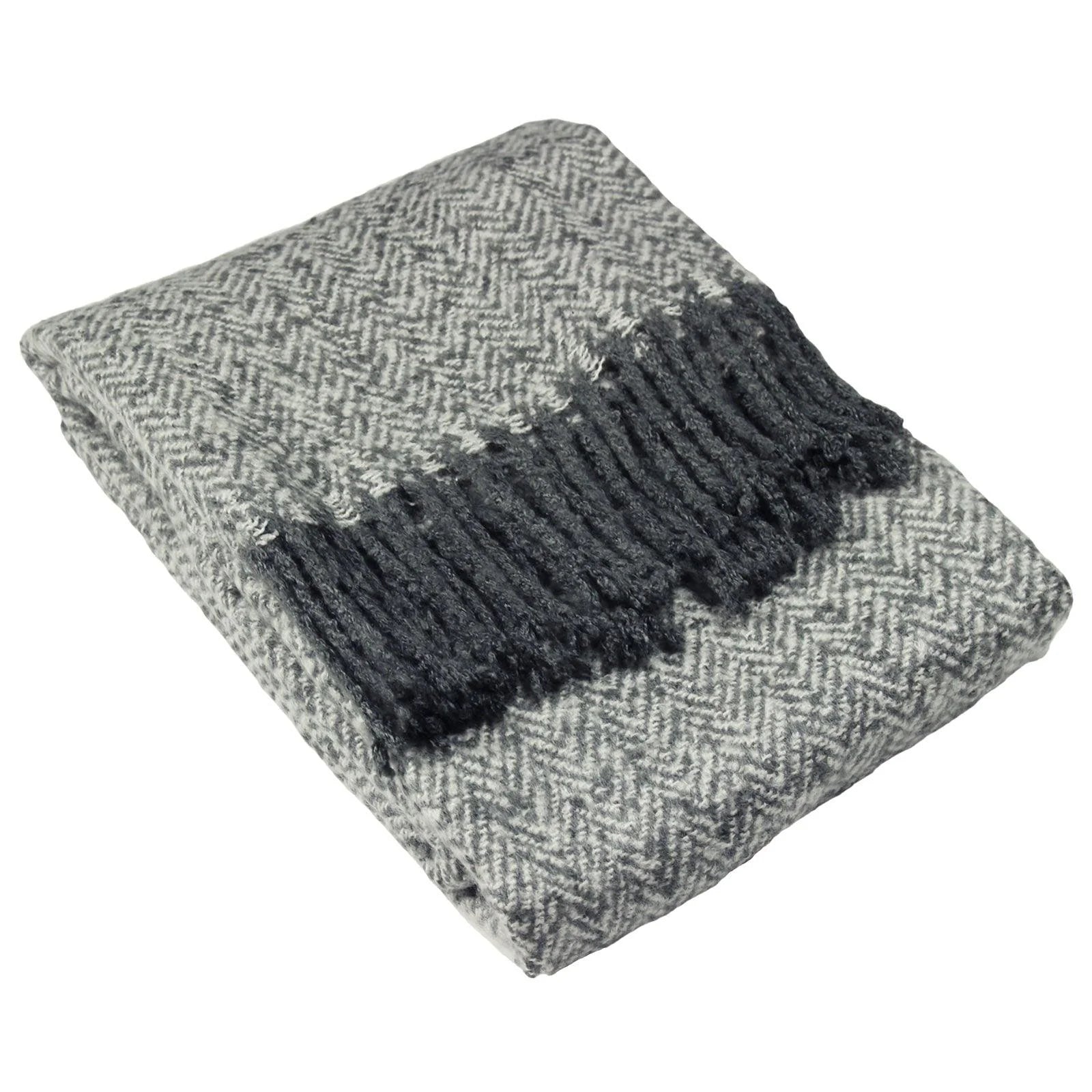 Premium Herringbone Weave Throw Blanket - Soft & Cozy Grey Knit Blanket for Sofa, Bed, or Couch - Perfect for Home Decor, Gifts & Winter Warmth