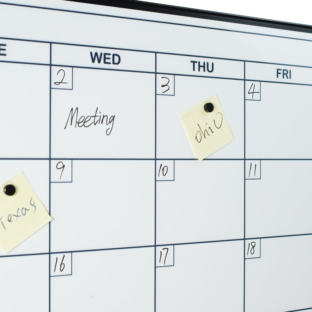 Lockways 48 x 36 Inch Magnetic Dry Erase Calendar Whiteboard - Monthly Planner with Ultra-Slim Black Aluminum Frame | Perfect for Office, Classroom & Home Organization