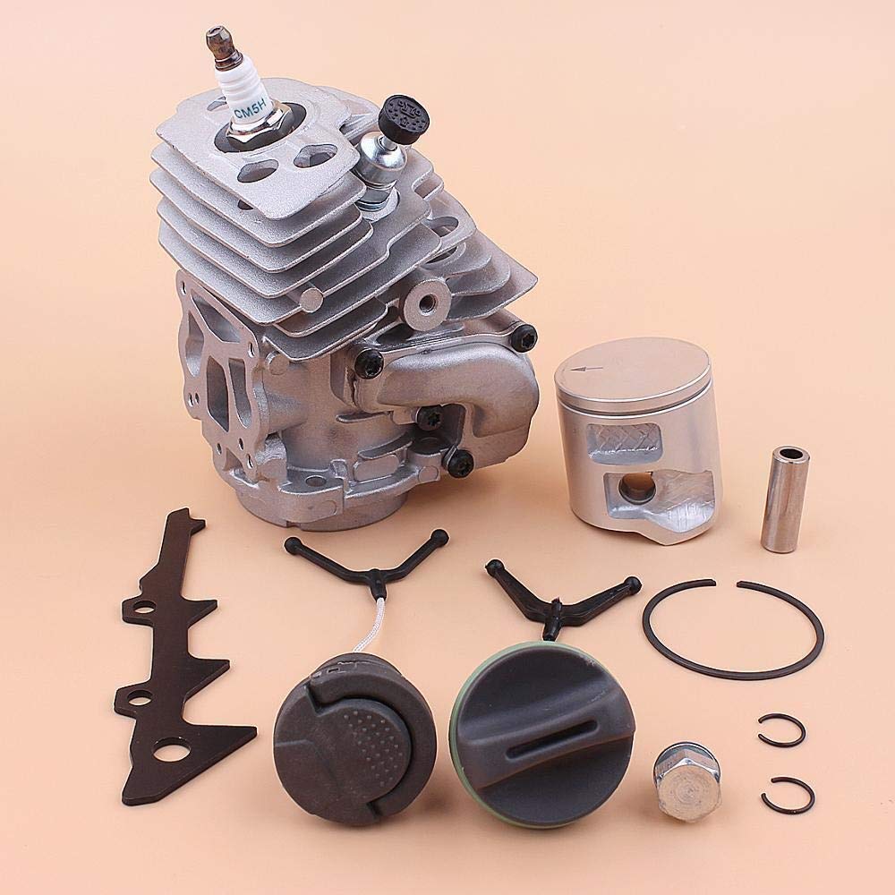Husqvarna 545 550 545XP 550XP Chainsaw Replacement Parts - 43mm Piston Cylinder Kit with Fuel Cap, Oil Cap, Bumper Spike & Decompression Valve | Compatible with Forestry & Tree Cutting Tools