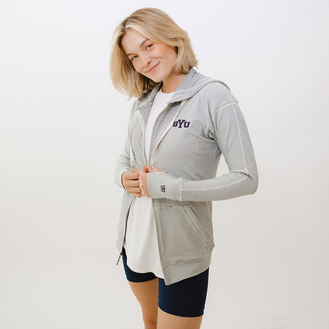 BYU Albion Zip Up Hoodie - Men's & Women's Lightweight Fleece Pullover for Casual Wear, College Campus, and Outdoor Activities