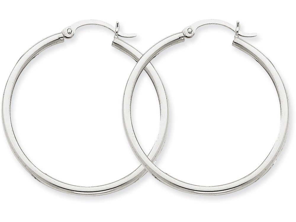 10K White Gold 2mm Round Hoop Earrings for Women - Dainty Everyday Studs, Minimalist Jewelry Gift for Her - Perfect for Work, Date Night & Special Occasions