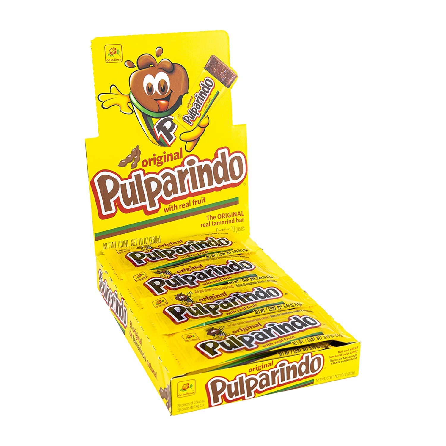 De La Rosa Pulparindo Amarillo Tamarind Candy | 20ct Box | Mexican Candy for Parties, Snacks & Gifts