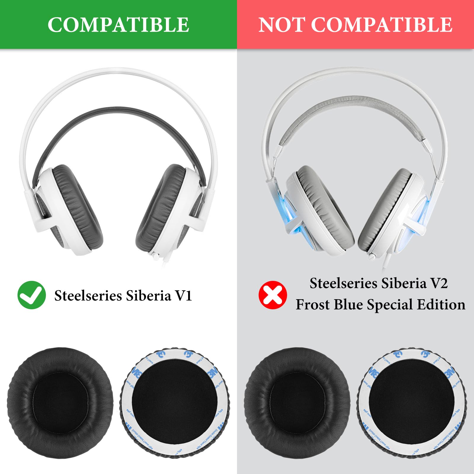 Geekria QuickFit Replacement Ear Pads for SteelSeries Siberia V1 V2 V3 Prism Gaming Headphones - Comfortable Memory Foam Ear Cushions & Headset Earpads (Black) - Perfect for Gaming, Music & Long Wear Sessions