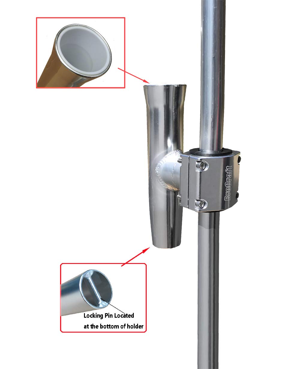 Brocraft Boat T-Top Rod Holder - Silver Aluminum Horizontal Mount Fishing Rod Holder for 1