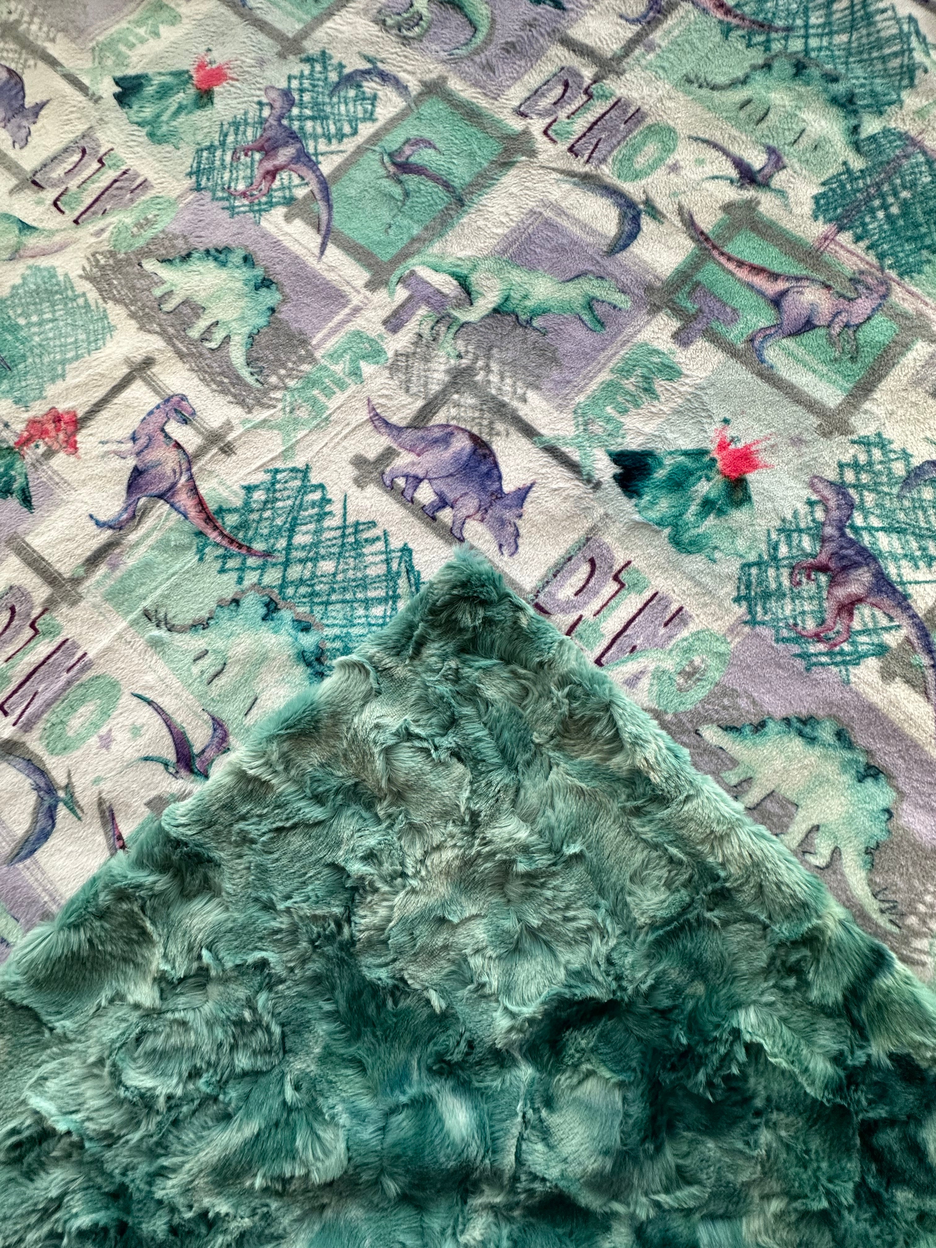 Soft T-Rex Bellflower Spearmint Galaxy Minky Toddler Blanket 44x54 Inches with 13x19 Pillowcase for 12x18 Pillow - Perfect for Nursery, Daycare & Cozy Nap Time