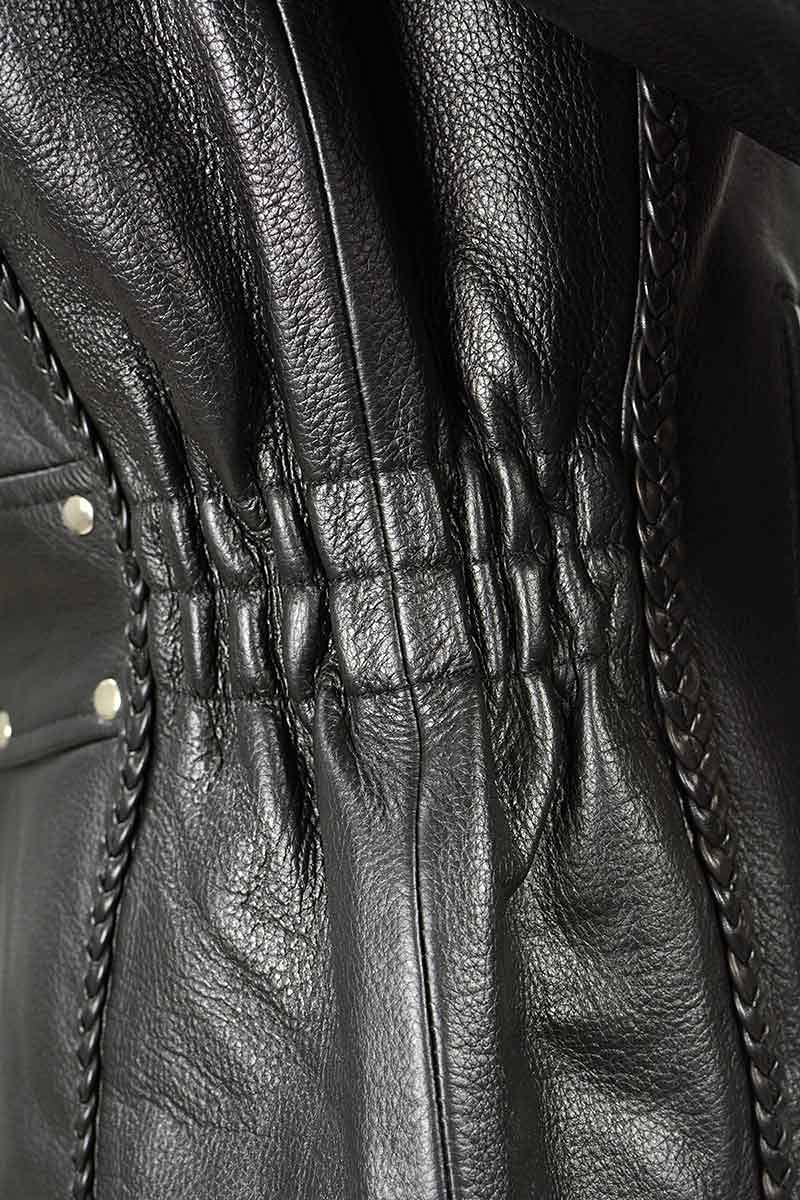 Milwaukee Leather LKL2710 Women's Classic Black Braided Motorcycle Jacket with Studded Back - Stylish Biker Jacket for Riding & Fashion | Perfect for Motorcycle Enthusiasts & Urban Streetwear