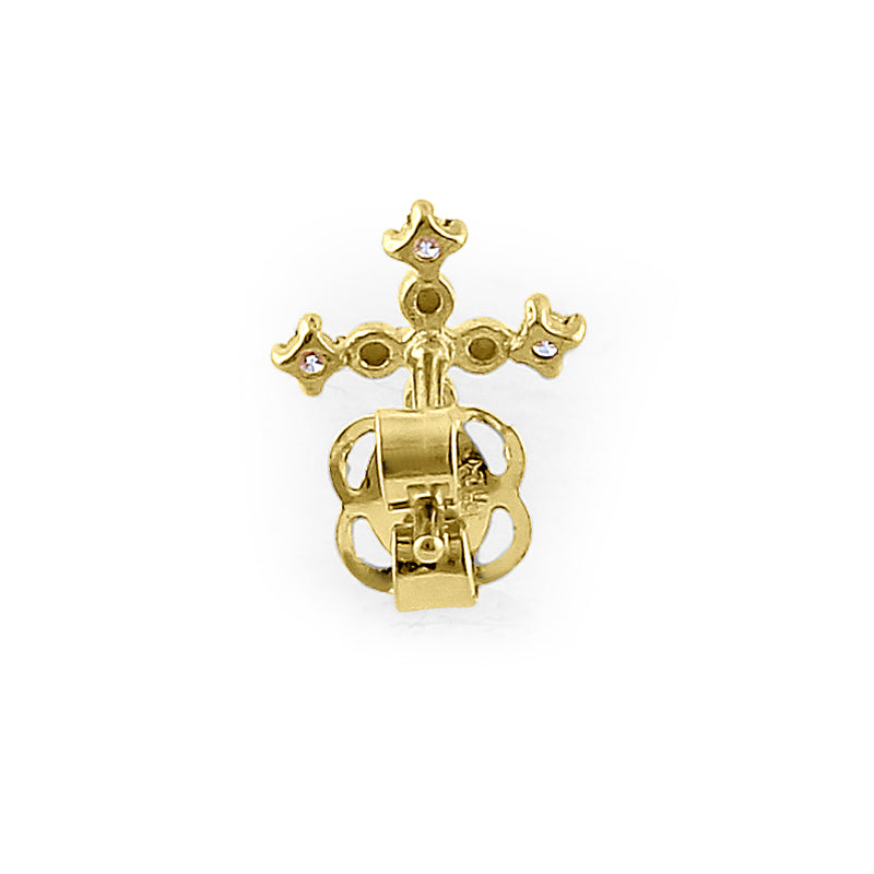 14K Yellow Gold Round Cross Diamond Stud Earrings for Women - Perfect for Everyday Wear, Gifts & Special Occasions