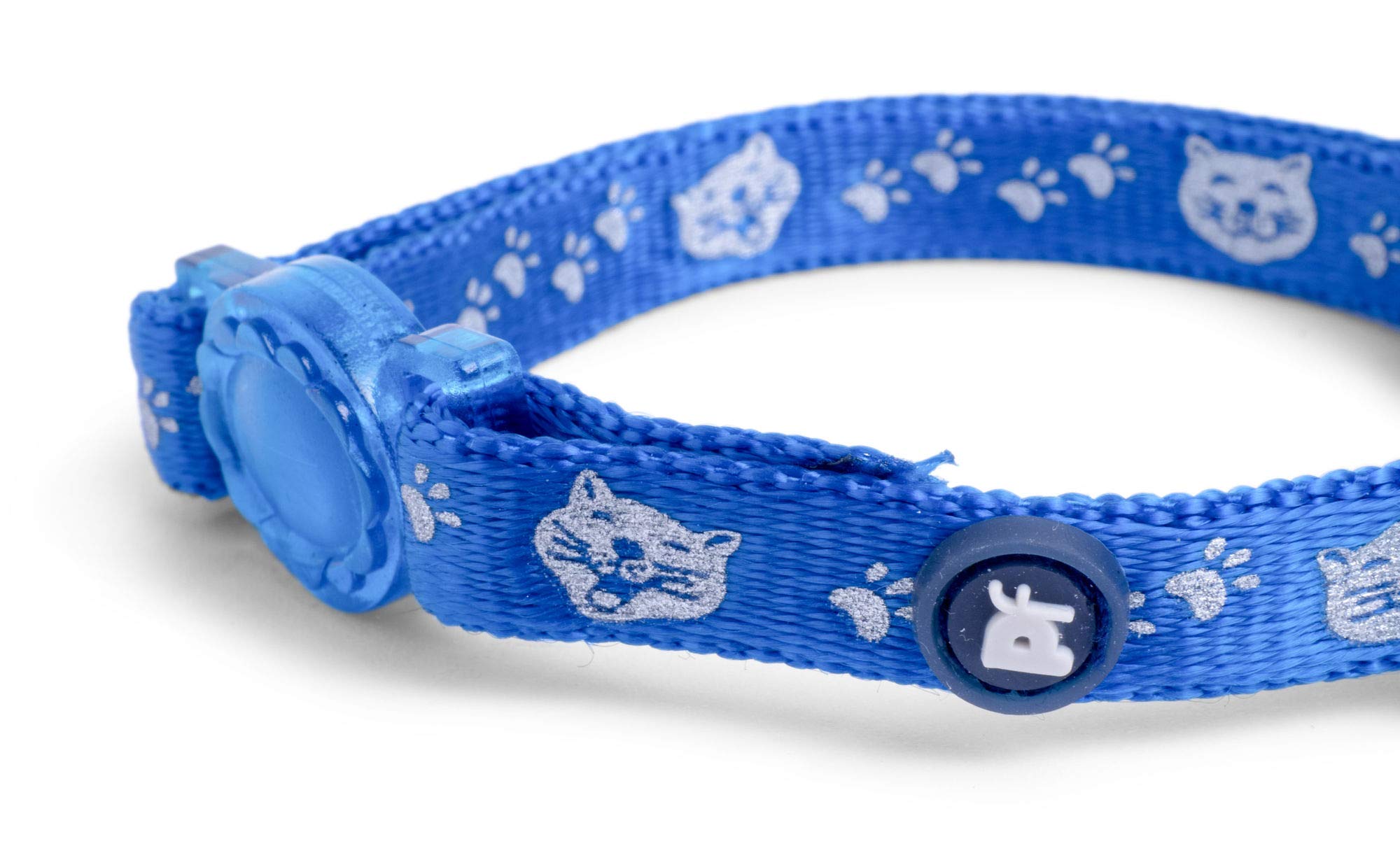 Blue Reflective Cat Collar with Safety Buckle - High Visibility Night Safety Collar for Outdoor Adventures & Evening Walks