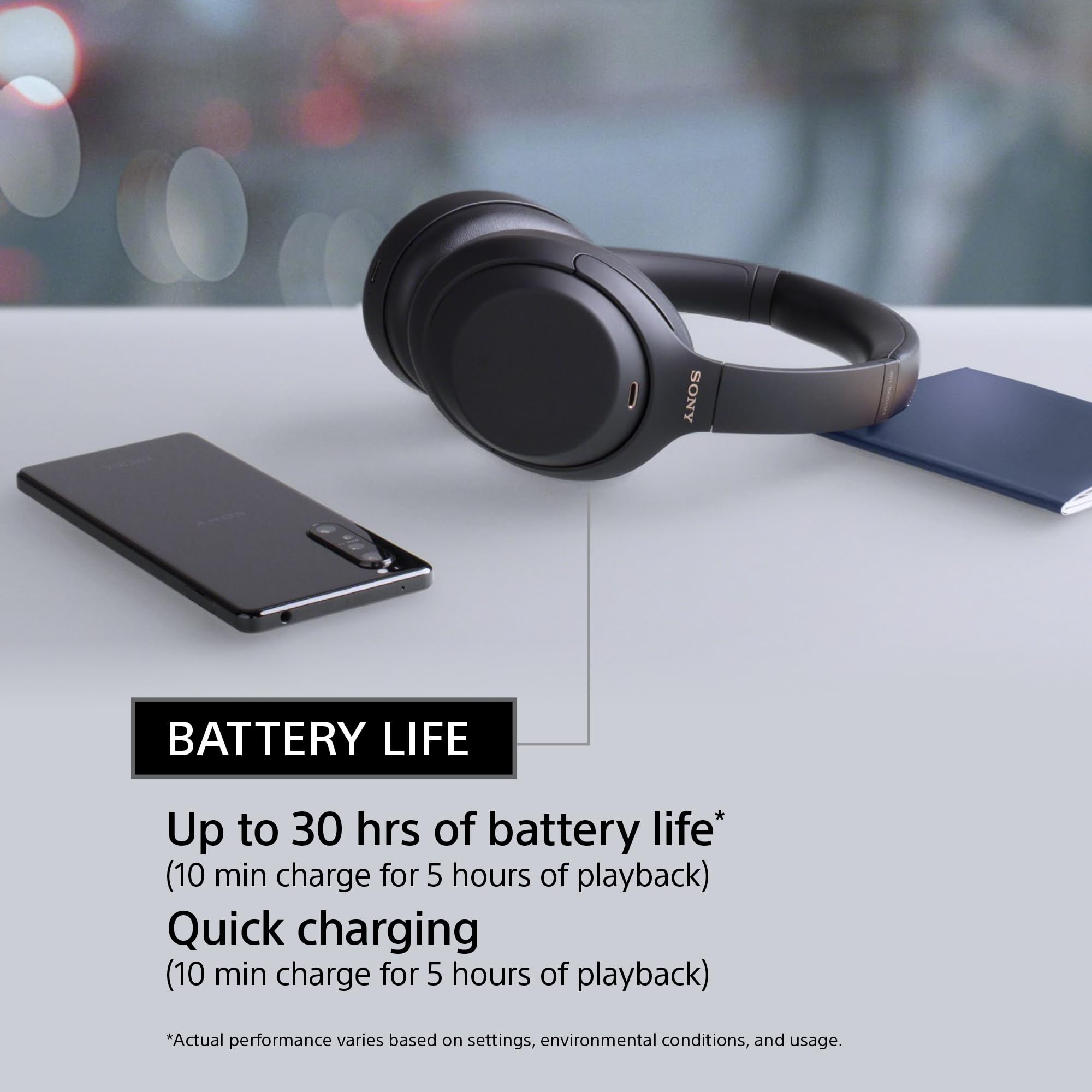 Sony WH-1000XM4 Wireless Bluetooth Noise Cancelling Headphones with Microphone, Alexa Voice Control & 30-Hour Battery - Perfect for Travel, Work & Music Lovers (Black)