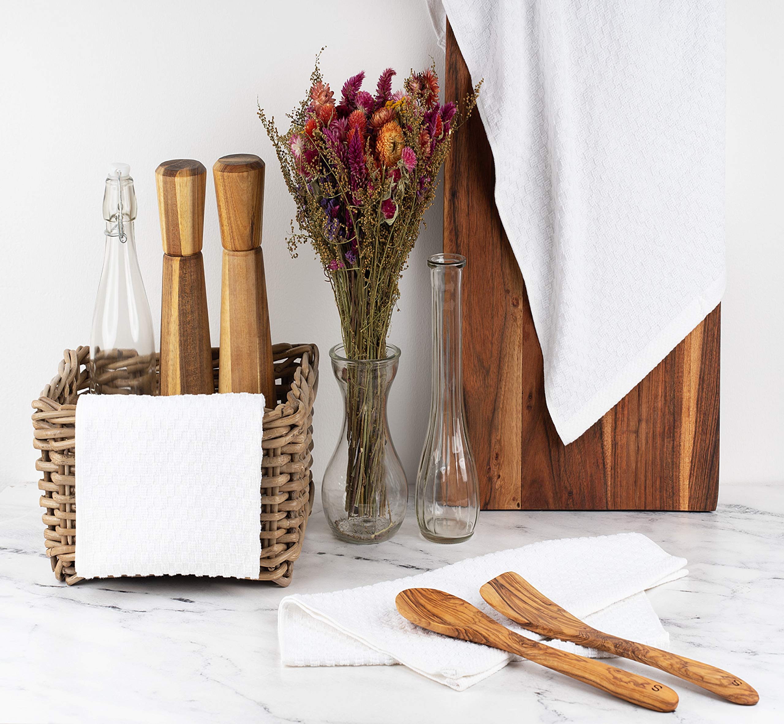 Premium 12-Pack Cotton Kitchen Towels - Super Absorbent, 450GSM for Drying & Cleaning | Home & Restaurant Use