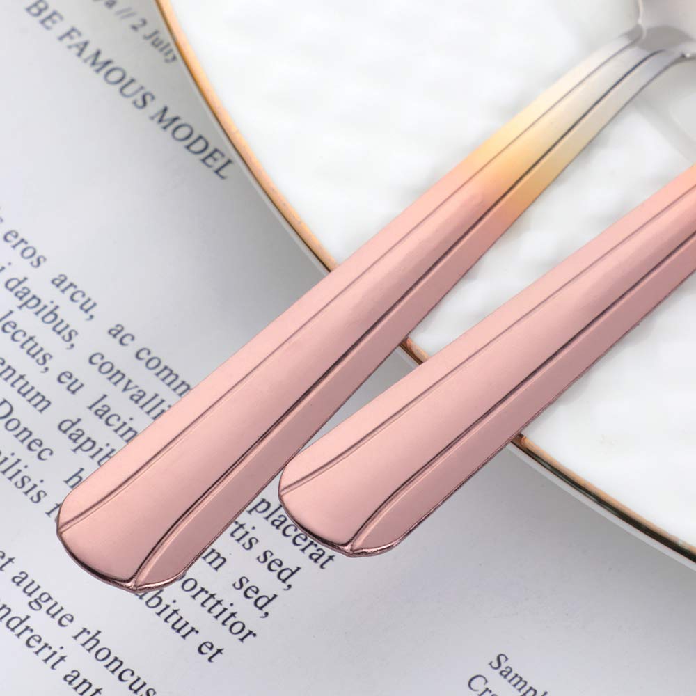 12-Piece Cocktail Cake Fork Set - Stainless Steel Appetizer & Oyster Forks in Rose Gold Gradient - Perfect for Parties, Weddings & Fine Dining