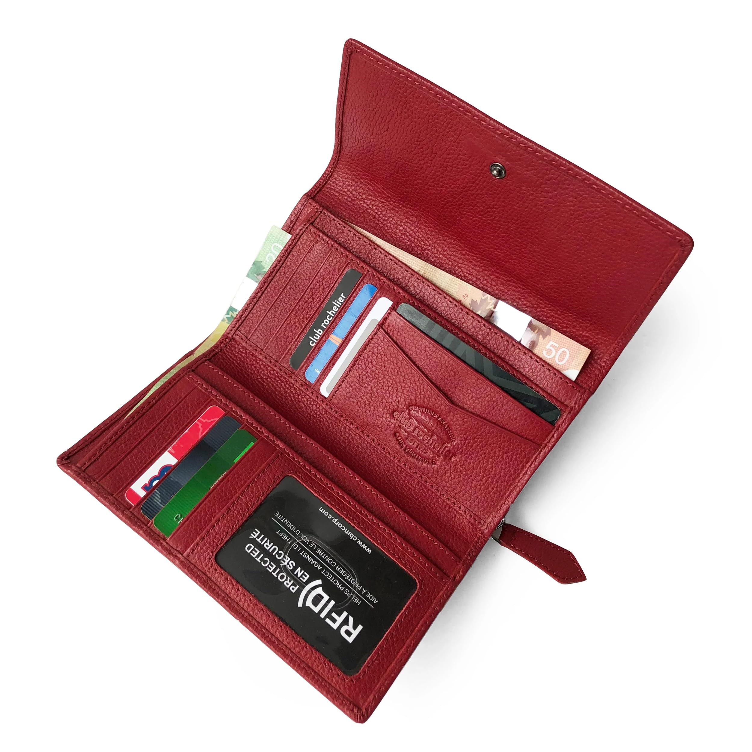 Club Rochelier Genuine Leather Clutch Wallet for Women - Elegant Red Evening Bag (CL11066-97-Red) | Perfect for Parties, Weddings & Date Nights