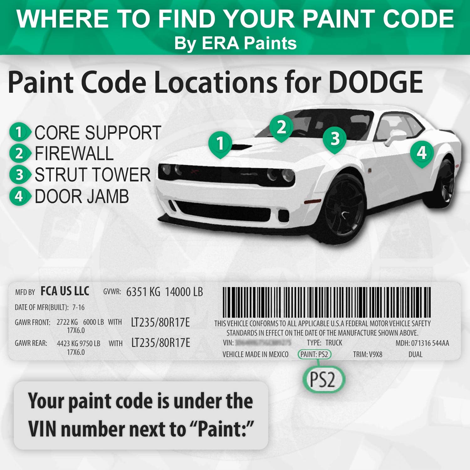 ERA Paints PFP/KFP - Olive Green Metallic Exact Match Automotive Touch Up Paint Spray for DODGE Vehicles | 2K Pro Kit | Perfect for Scratch Repair & DIY Car Restoration