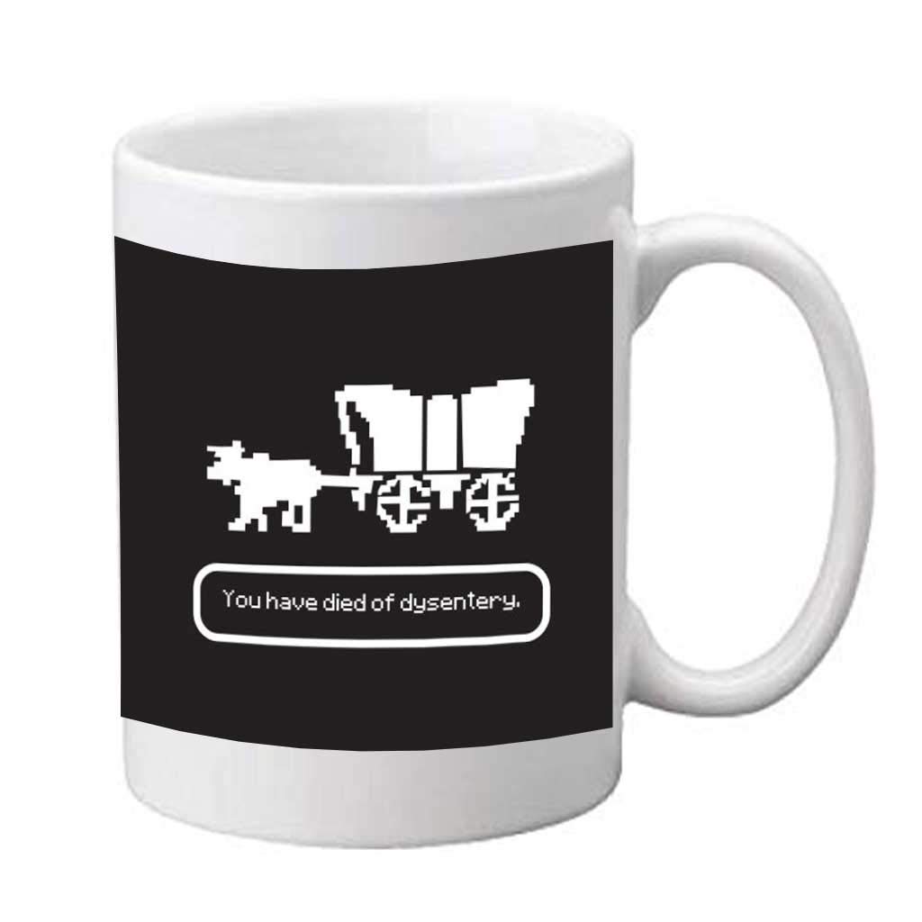 VictoryStore 15oz Ceramic Coffee Mug - 'You Have Died of Dysentery' Funny Novelty Cup | Perfect for Gamers, Office Humor & Oregon Trail Fans