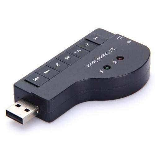 Technotech 8.1 Channel USB Sound Card Adapter - 3D Audio Converter for Windows & Linux (Black) | Perfect for Gaming, Music Production & Home Theater Systems