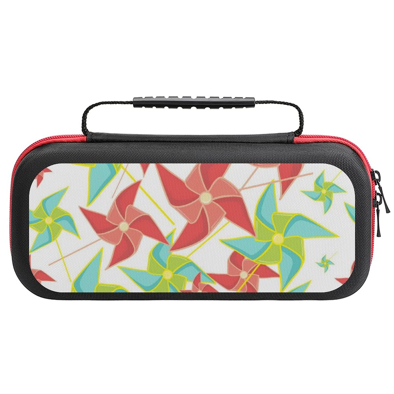 Colorful Paper Toy Windmills Pinwheel Printed Carrying Case - Protective Storage Bag for Nintendo Switch Lite & Accessories - Travel-Friendly Portable Organizer for Gaming On-The-Go, School, or Commuting