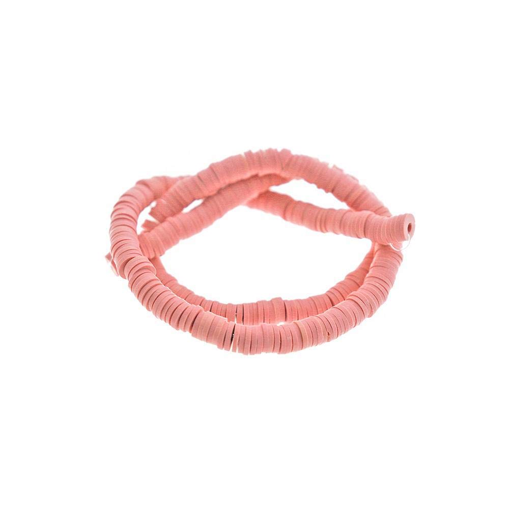 Heishi Polymer Clay Beads 6mm x 1mm - Dusty Rose - 320 Beads per Strand (BD2642) for Jewelry Making, DIY Crafts, and Bracelet Designs