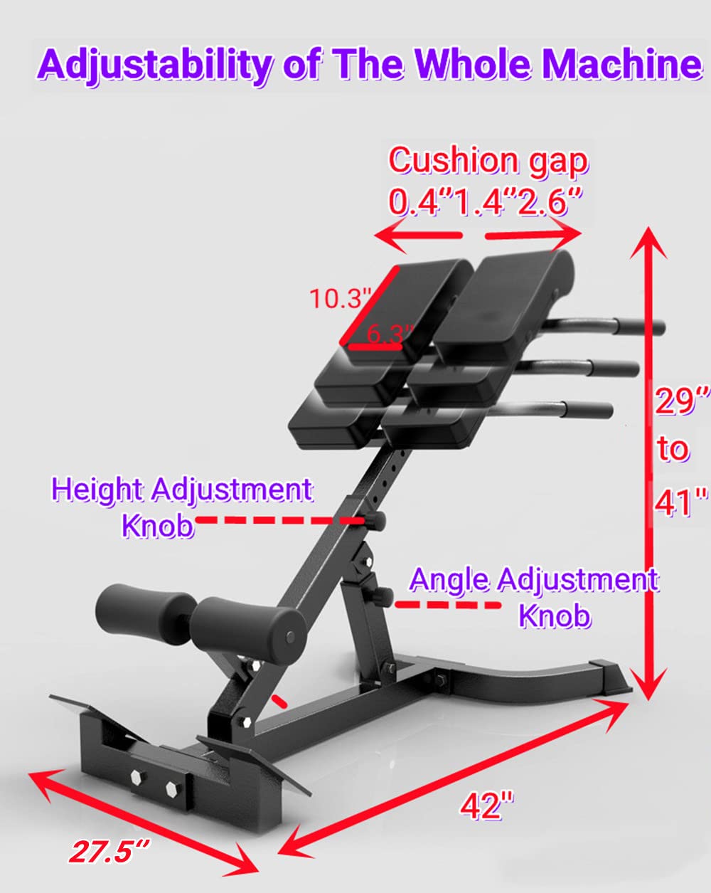 ComMax Hyperextension Roman Chair - Foldable Adjustable Back Extension Bench for Home Gym, Core & Ab Workout - Perfect for Waist, Abdominal & Back Training, Strength Exercises & Fitness Routines