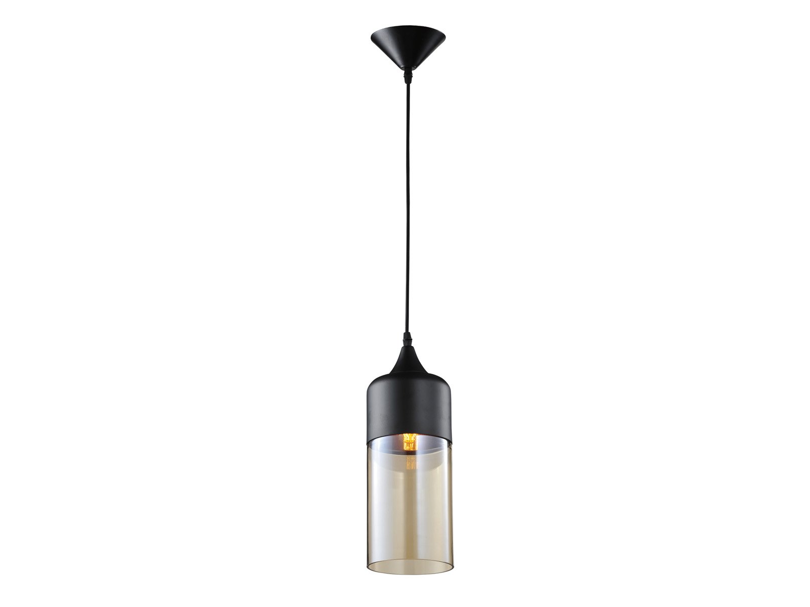 HF-9112-BK-BZ Black Metal Pendant Light with Black Fabric Shade - Perfect for Dining Room, Kitchen Island or Bedroom Lighting
