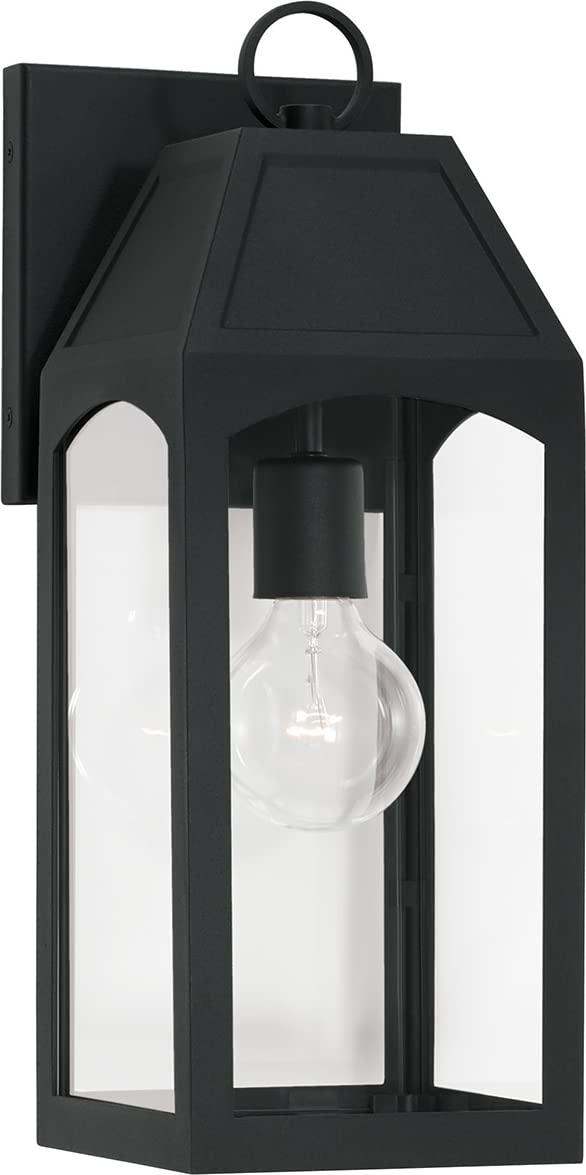 **Capital Lighting 946311BK Burton Clear Glass Outdoor Wall Lantern - 1-Light, 100W, Black (17