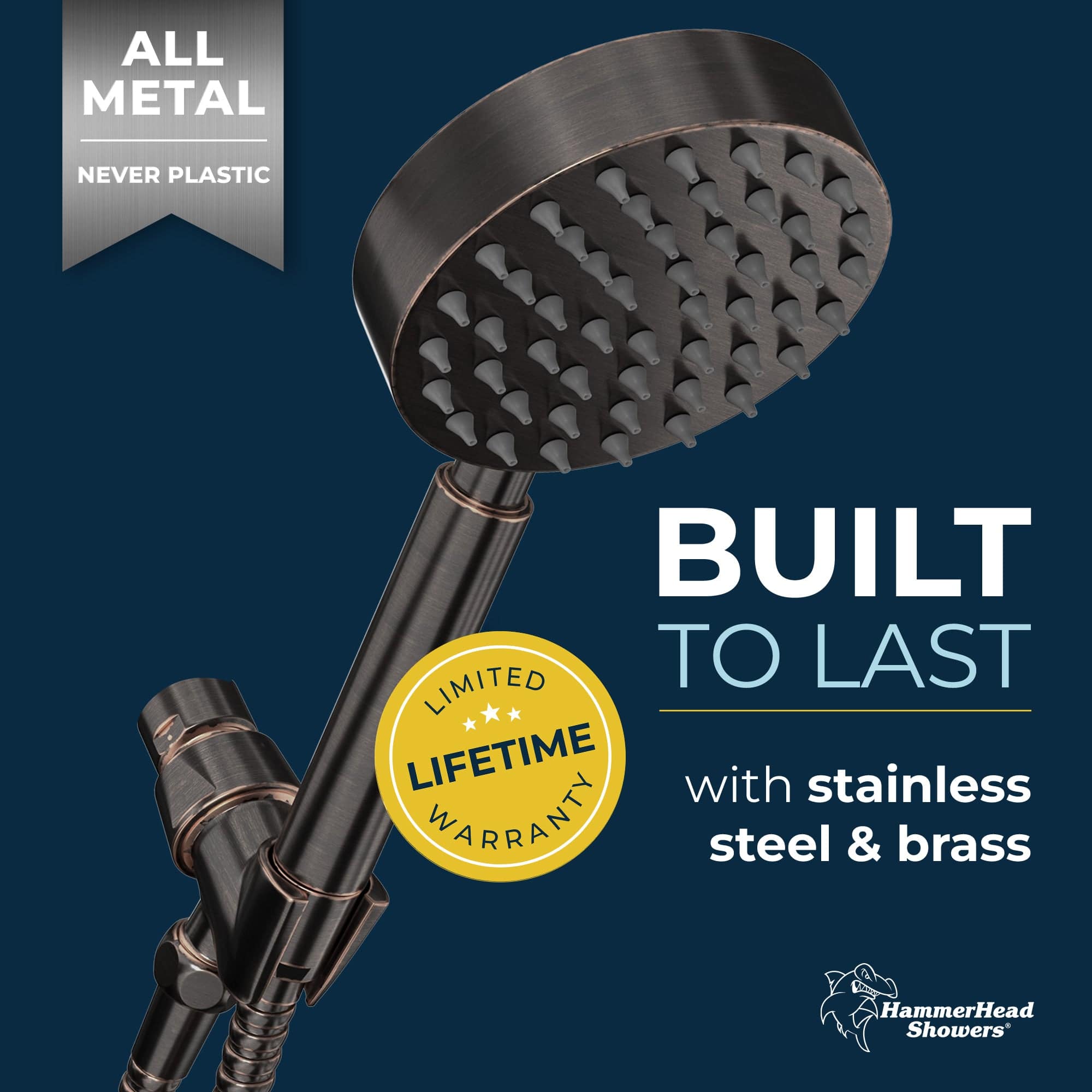 Premium All-Metal Handheld Shower Head Set - 1.75 GPM Low Flow with 1 Spray Pattern - Perfect for Water Conservation & Small Bathrooms