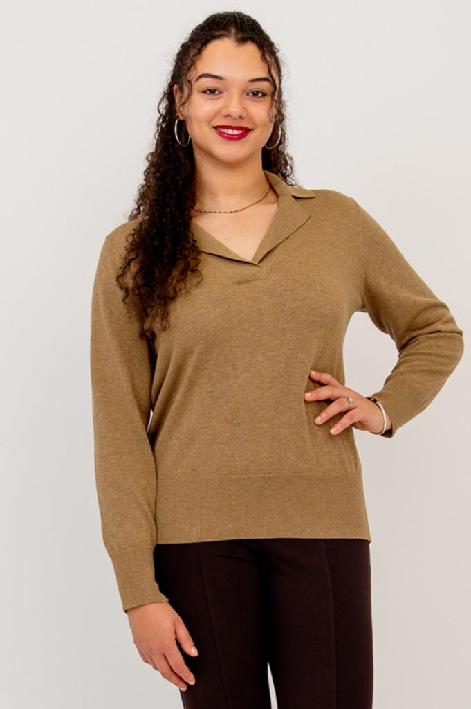 Astrid Women's Cotton Sweater in Terra - Soft & Comfortable Pullover for Casual Wear, Office, and Fall Outfits