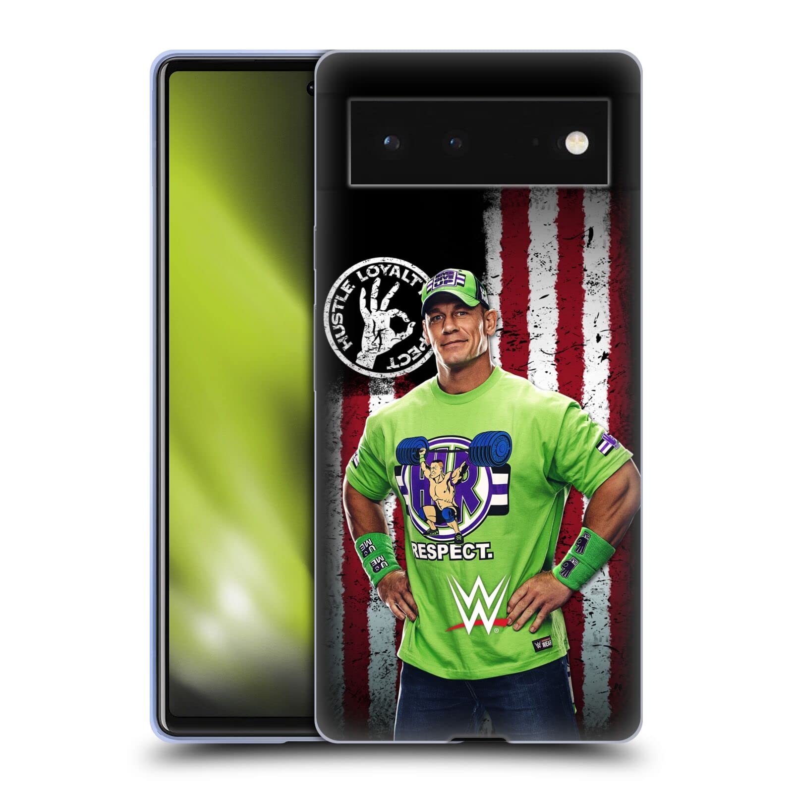 WWE John Cena Soft Gel Case for Google Pixel 6 - American Flag Design for Wrestling Fans