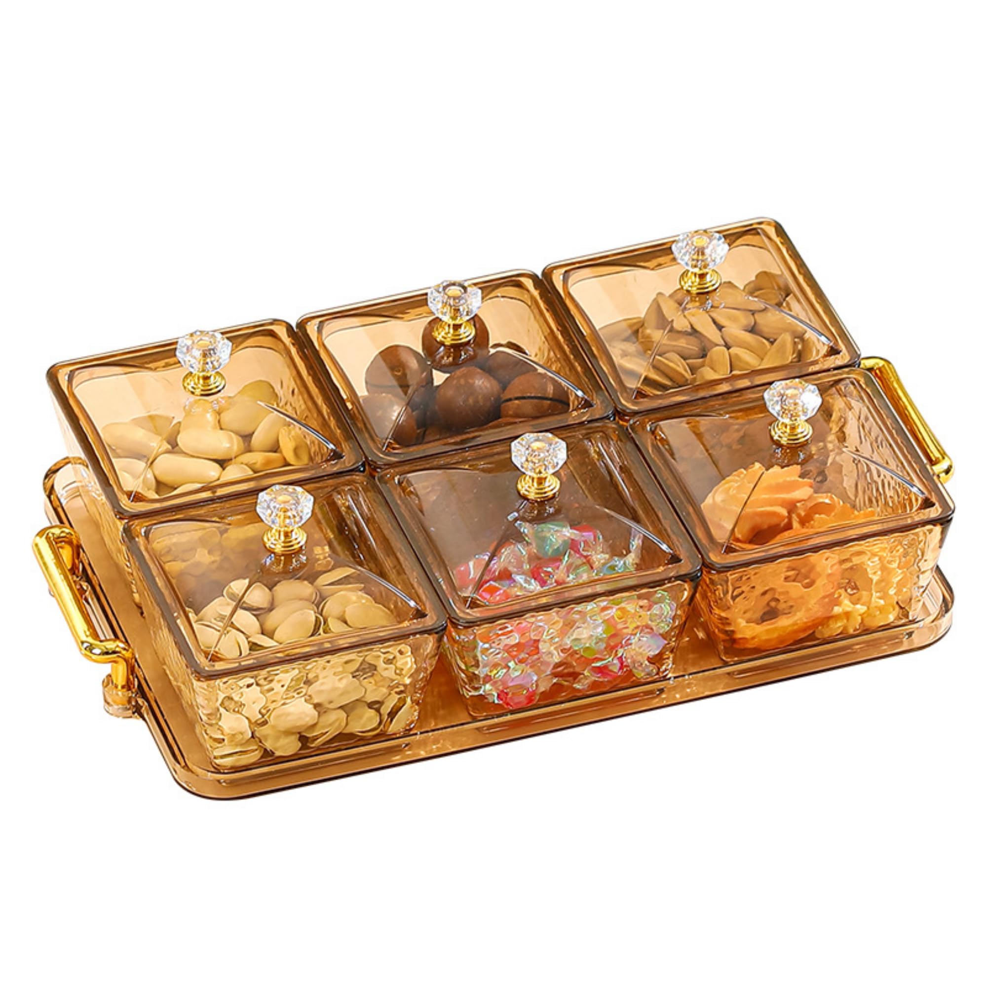 Luxury Serving Tray Set with 6 Bowls & Lid - Elegant Snack & Fruit Platter with Double Handles for Holiday Entertaining | Perfect for Home, Kitchen, Dining Table | Ideal for Parties, Family Gatherings & Hosting Guests