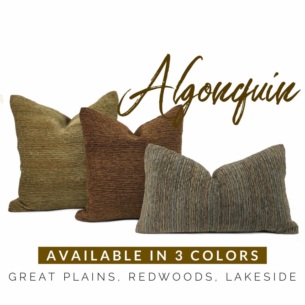 Algonquin Lakeside Brown Blue Ridged Chenille Texture Pillow Cover - Soft Decorative Throw Pillow Case for Sofa, Bed, Couch - Home Decor & Living Room Accessories