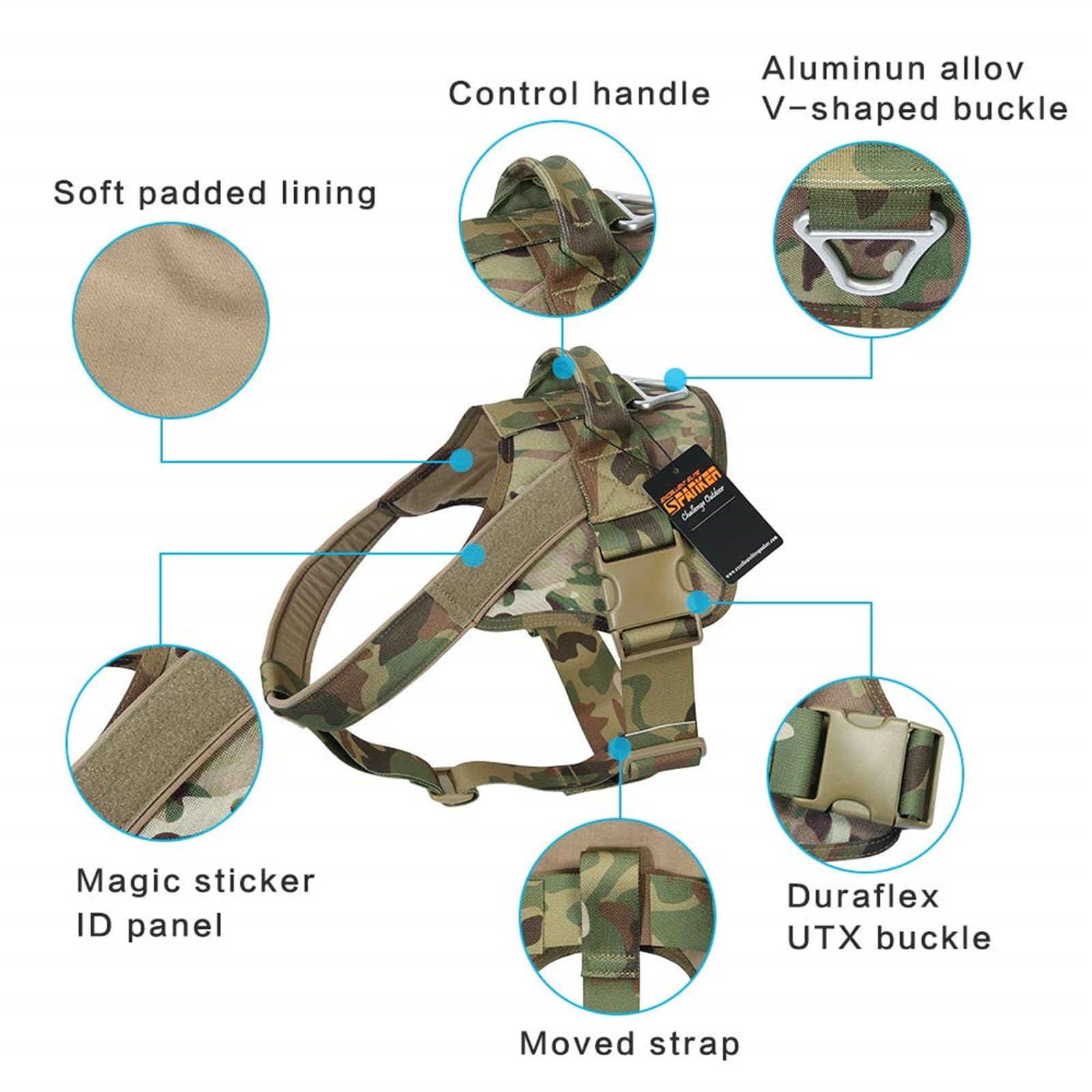 Tactical Dog Harness No-Pull Adjustable Military Vest for Medium & Large Dogs - Patrol Training Service Working Vest with Handle - Durable MCP-L Model for Outdoor Adventures & Police K9 Training