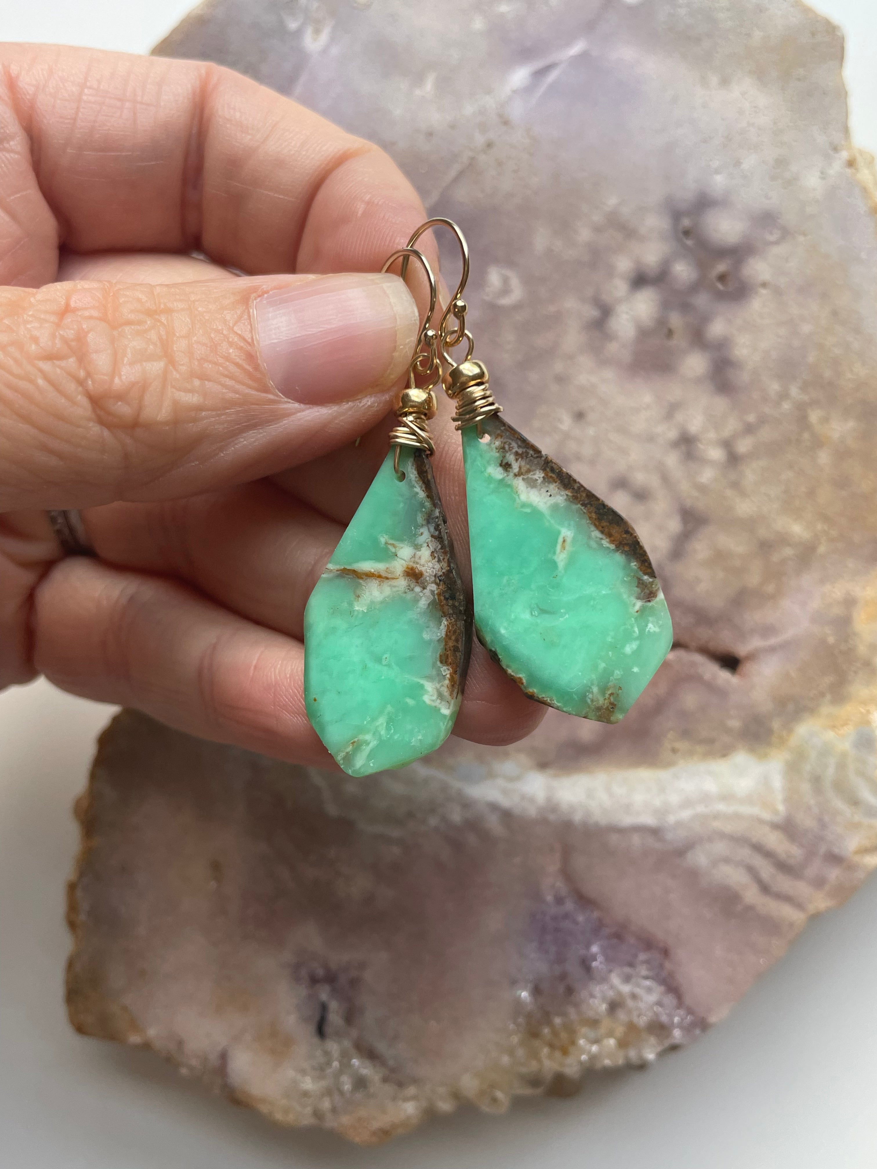 Stunning Chrysoprase Statement Earrings in 14K Gold Fill - Perfect for Weddings, Parties & Special Occasions