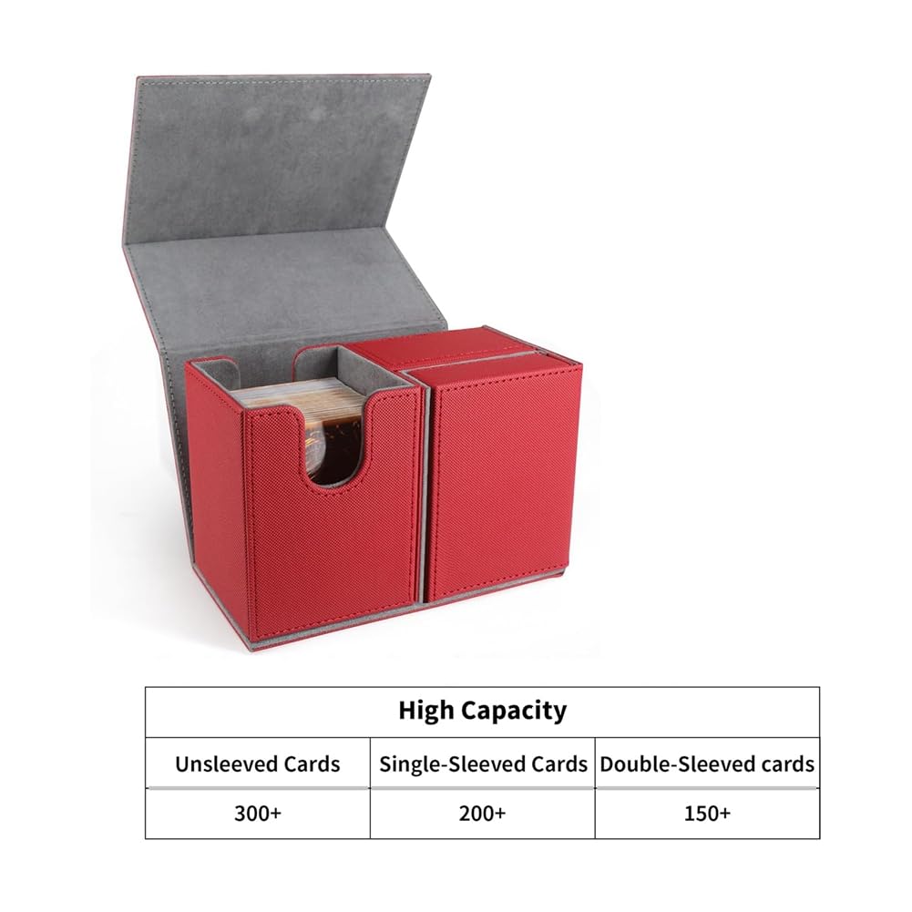Premium Cogae Card Deck Box with Flip Dice Tray - Durable Storage Case for Sports & Game Cards - Easy to Install & Use (Red) - Perfect for MTG, Pokemon, Yu-Gi-Oh & Board Game Nights