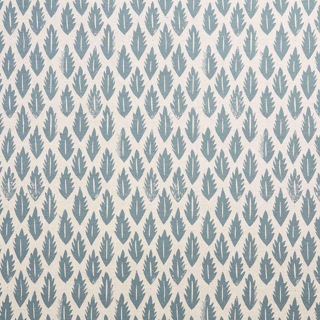 Leaf Printed Fabric Linen/Cotton Blend - Petrol Blue Textile Sample for DIY Crafts, Home Decor & Fashion Projects