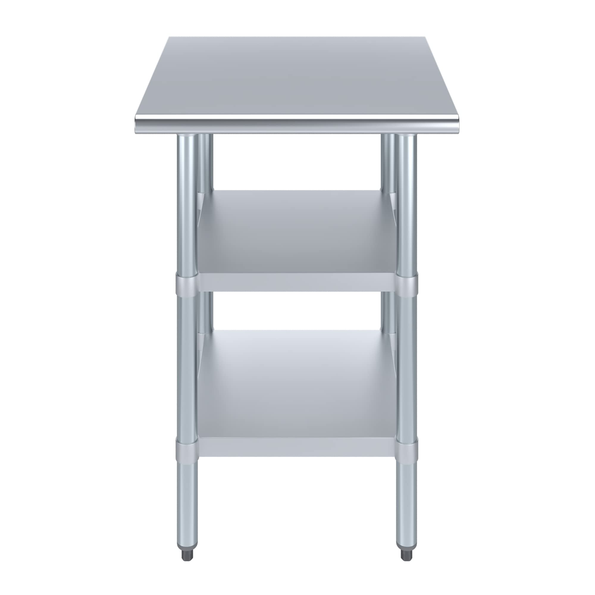 Stainless Steel Work Table with 2 Shelves - Heavy Duty Metal Utility Table for Commercial & Residential Use | NSF Certified | 24