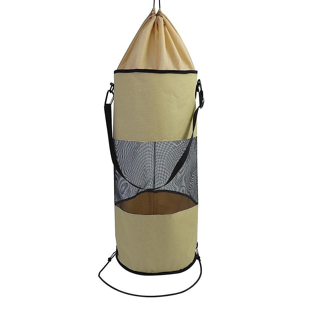 Maedack Reusable Mesh Trash Bag - Portable Outdoor Garbage Can for Boats, Camping, Kayaking & RV Travel | Durable Khaki Waste Container for Pontoon Boats, Campers & Marine Adventures