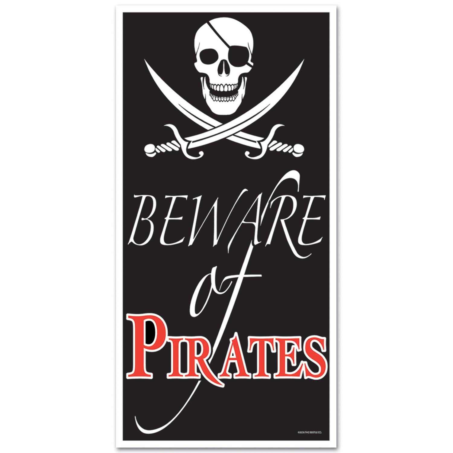 12 Pack Beistle Beware Of Pirates Party Door Cover - Halloween & Pirate Themed Party Decorations for Indoor & Outdoor Use